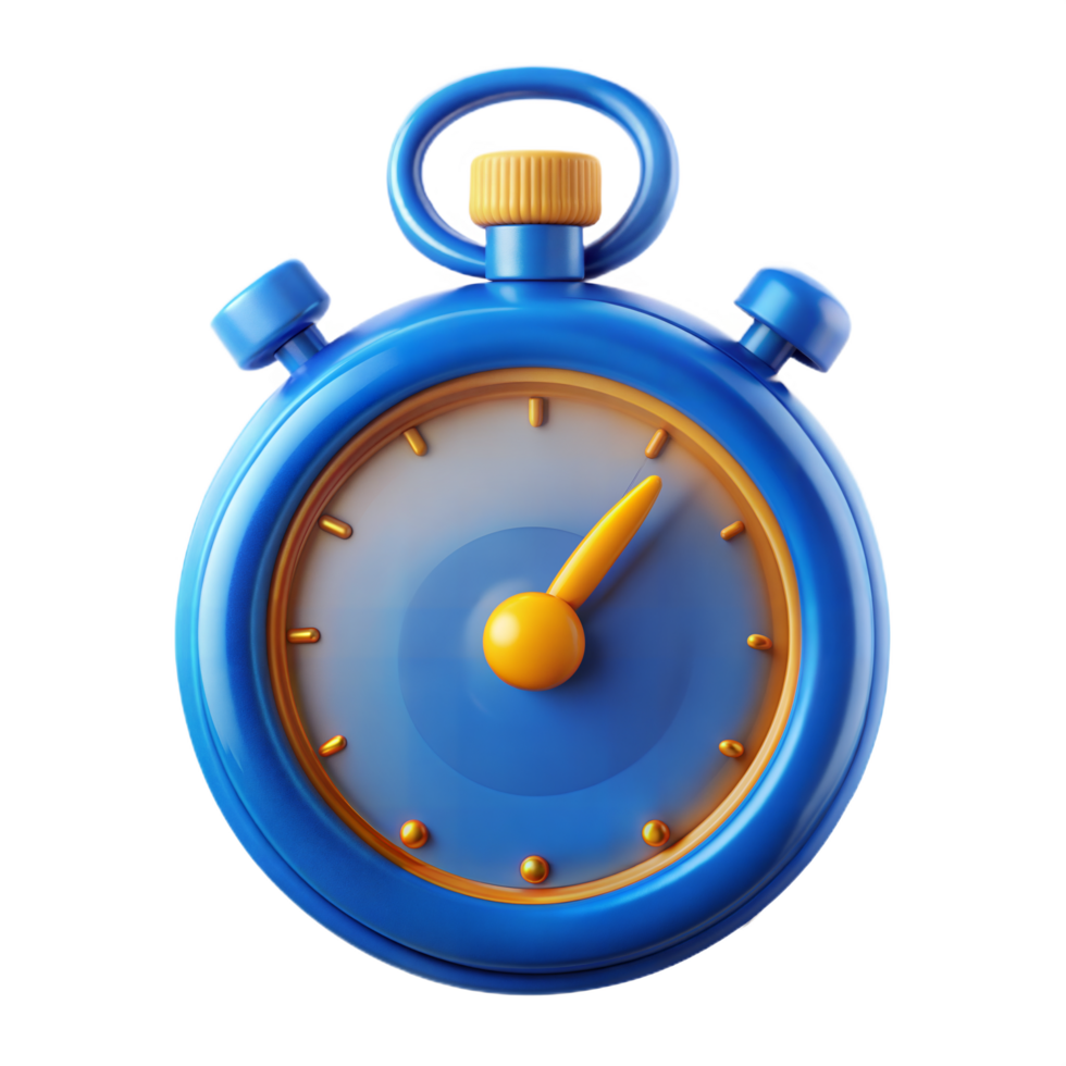 3D Render of a Blue and Orange Cartoon Stopwatch Timer png