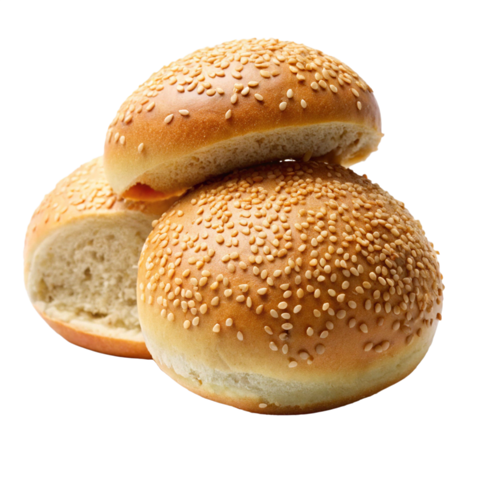 Delicious Sesame Seed Buns Ready to be Filled for Burgers or Sandwiches png