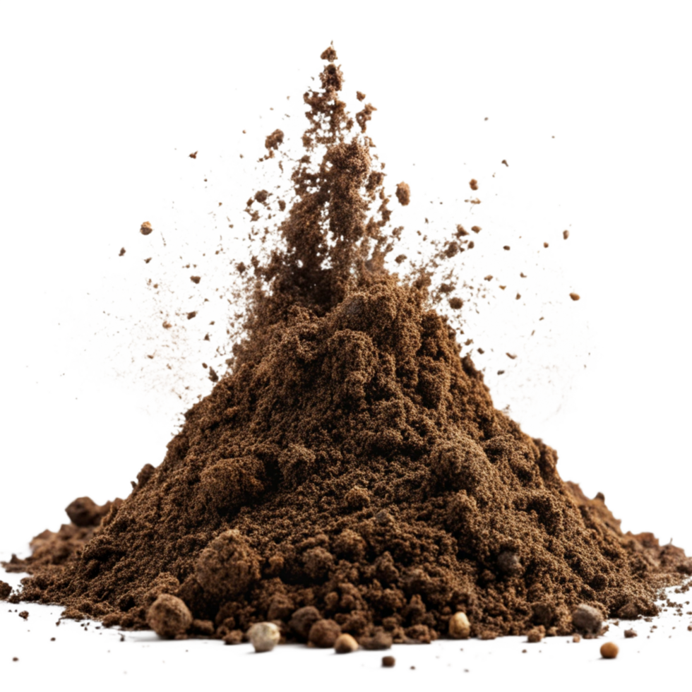 A Stunning Visual of Ground Coffee Beans and Spices Creating a Mountainous Shape with a Whitish Background png