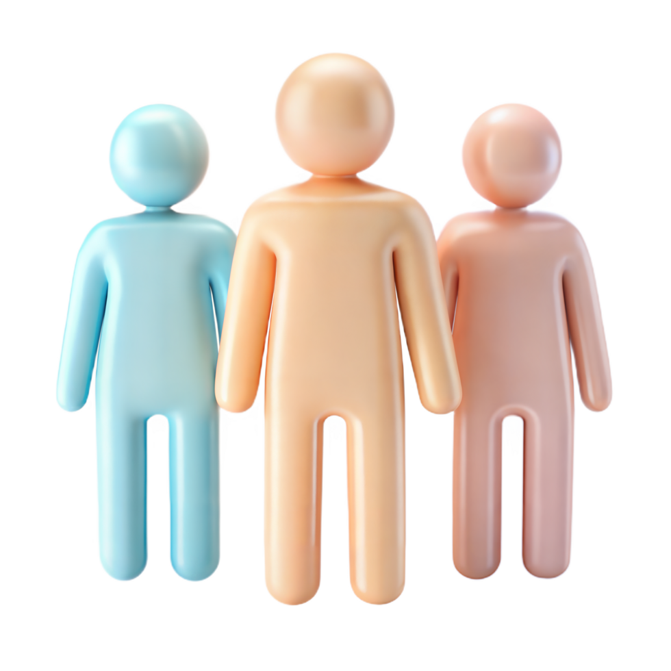 Three 3D Rendered Figures Representing Teamwork Collaboration and Unity png