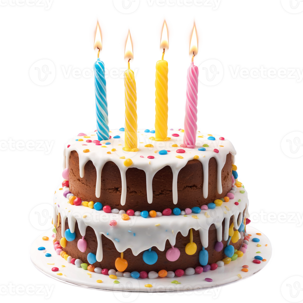 A birthday cake with candles on it transparent background png