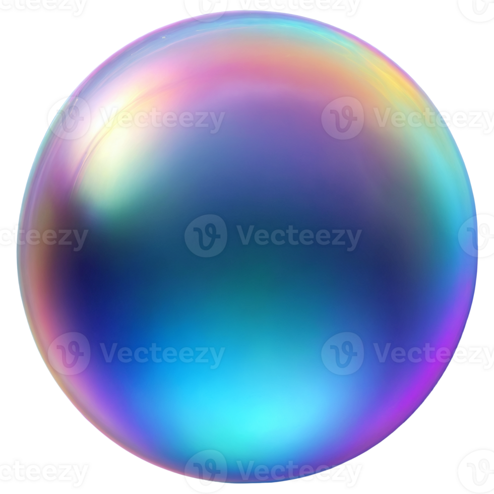 A shiny blue and purple bubble on a transparent background png