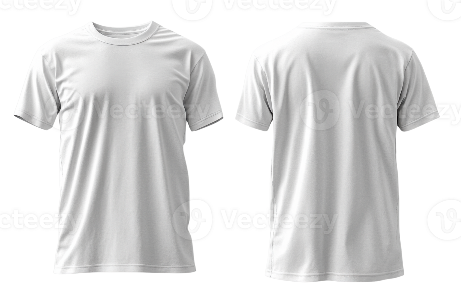 White t shirt mockup, front and back view, suitable for design png