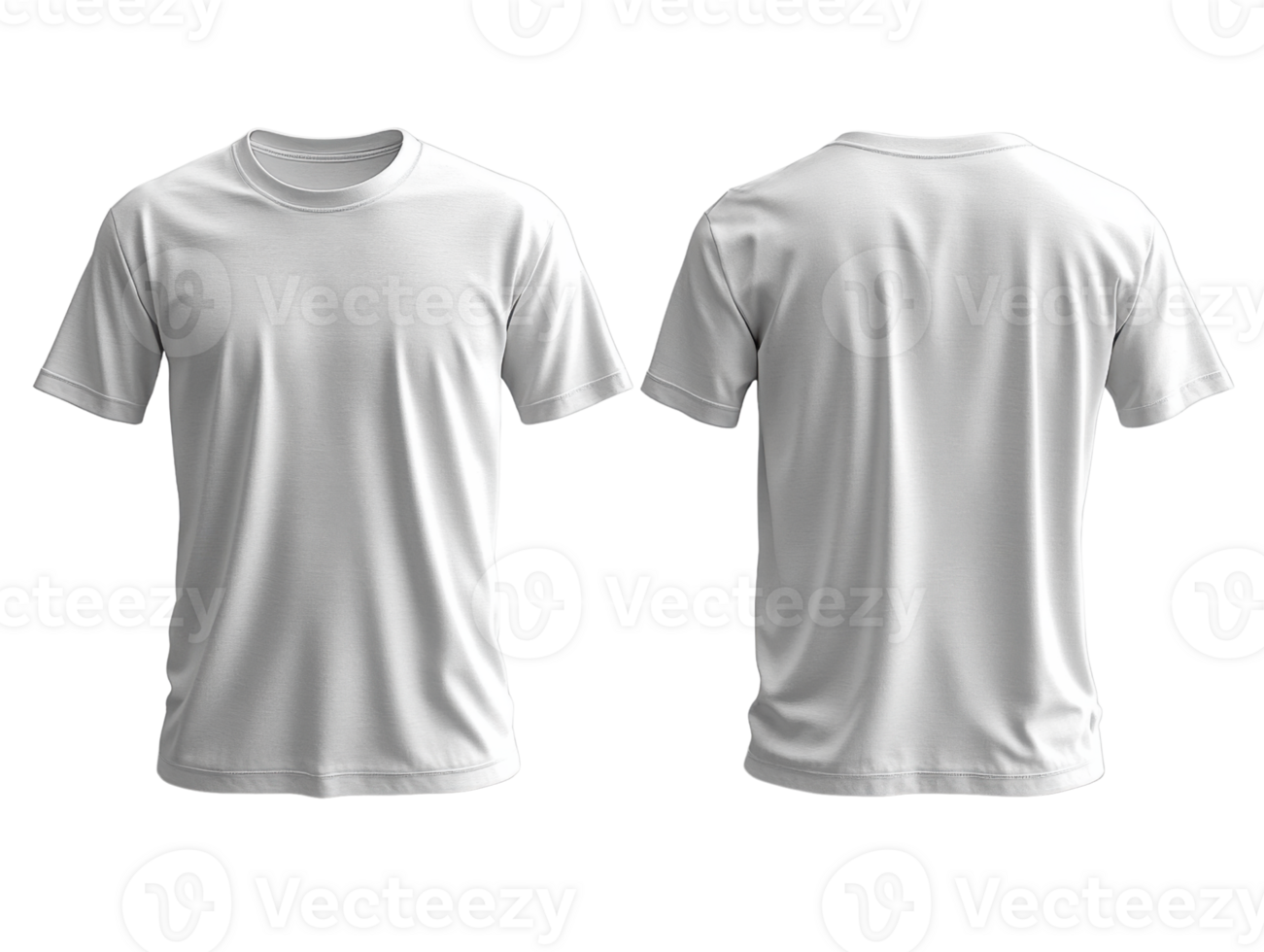 White t-shirt mockup template, front and back view, suitable for design png
