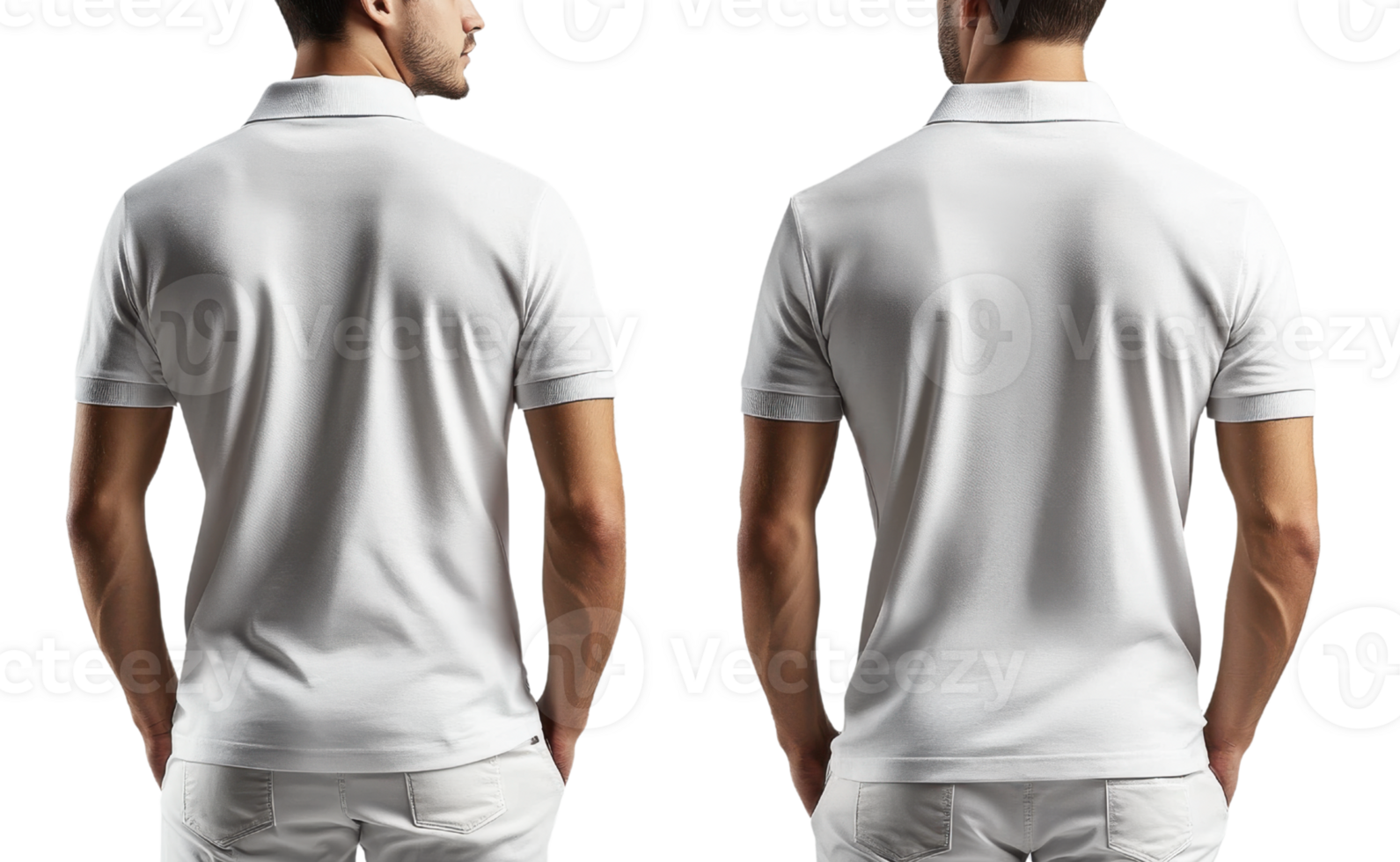 stylish white polo shirt displayed from back, showcasing modern fit and clean design. Perfect for casual or semi formal occasions png