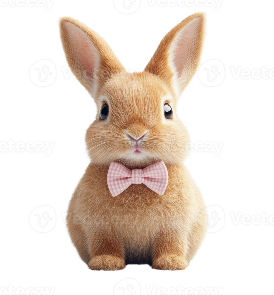 Cute rabbit with pink bow tie, perfect for festive occasions and celebrations png