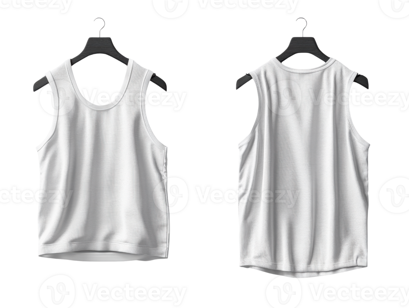White tank top displayed from front and back views, perfect for casual wear png