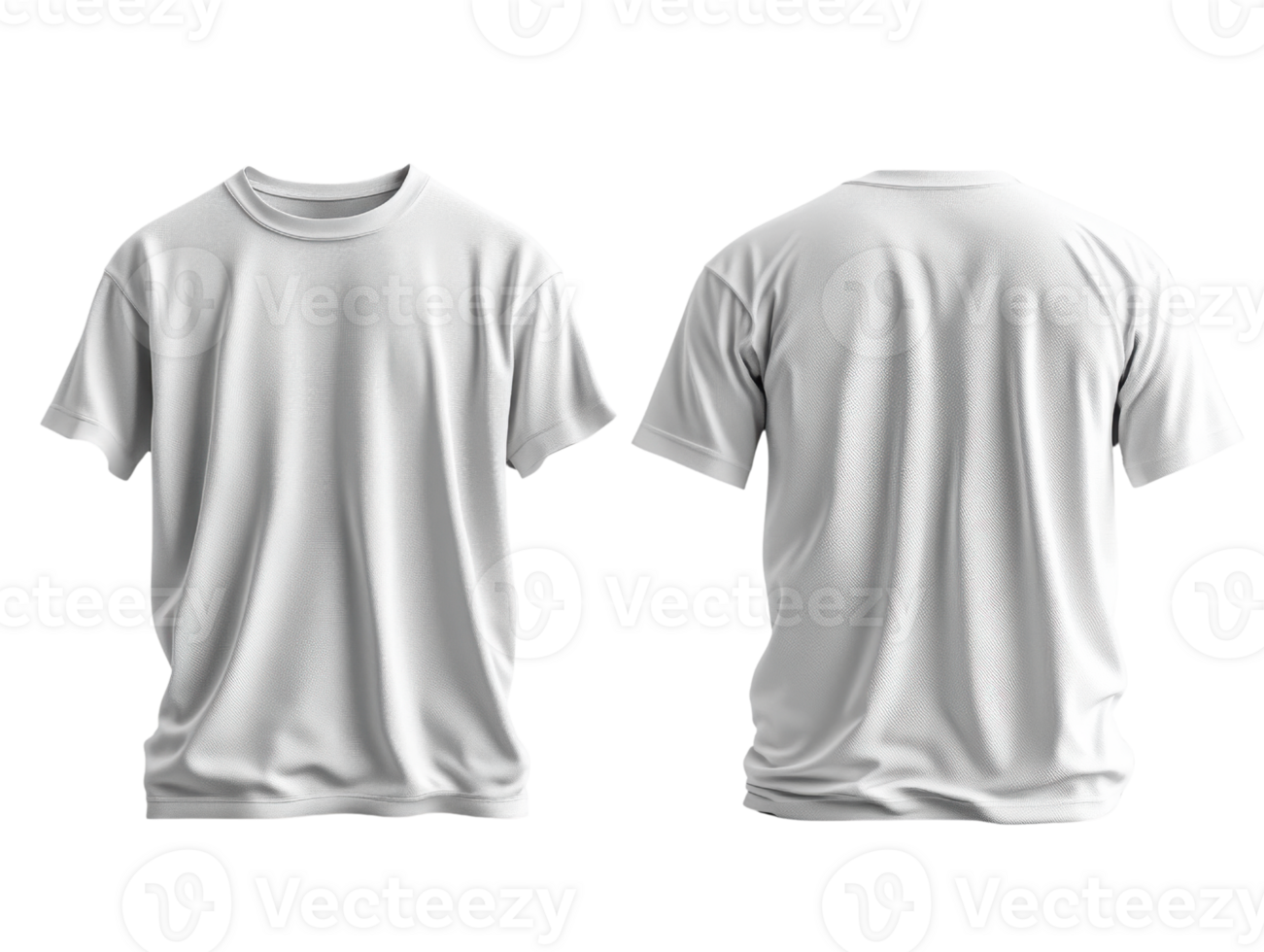 Plain white t shirt displayed from front and back views, showcasing its simple design and fabric texture. Ideal for casual wear or branding png