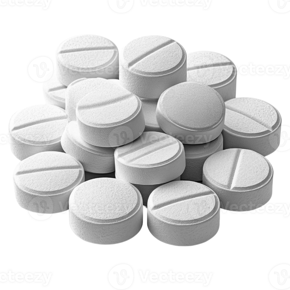 White round tablets stacked together, showcasing their smooth texture and distinct markings png