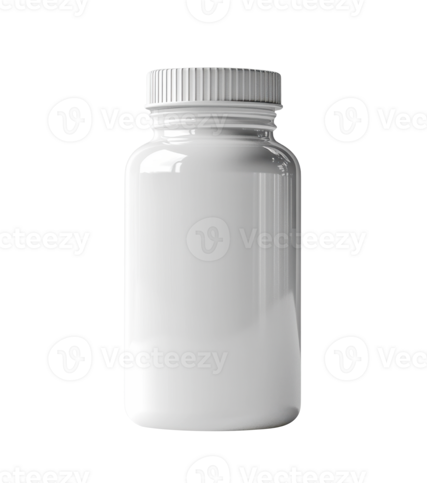 Empty white bottle with screw cap, ideal for packaging supplements or medicines png