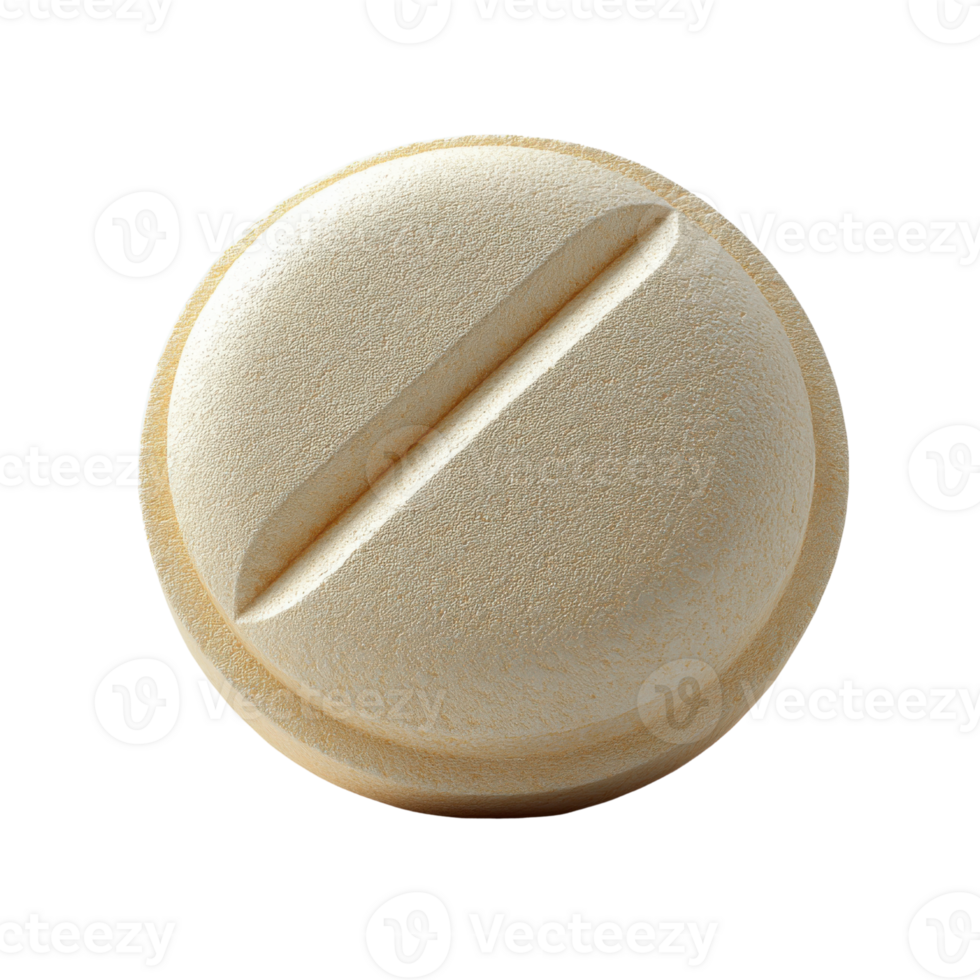 round, beige tablet with split line on top, symbolizing health and wellness png