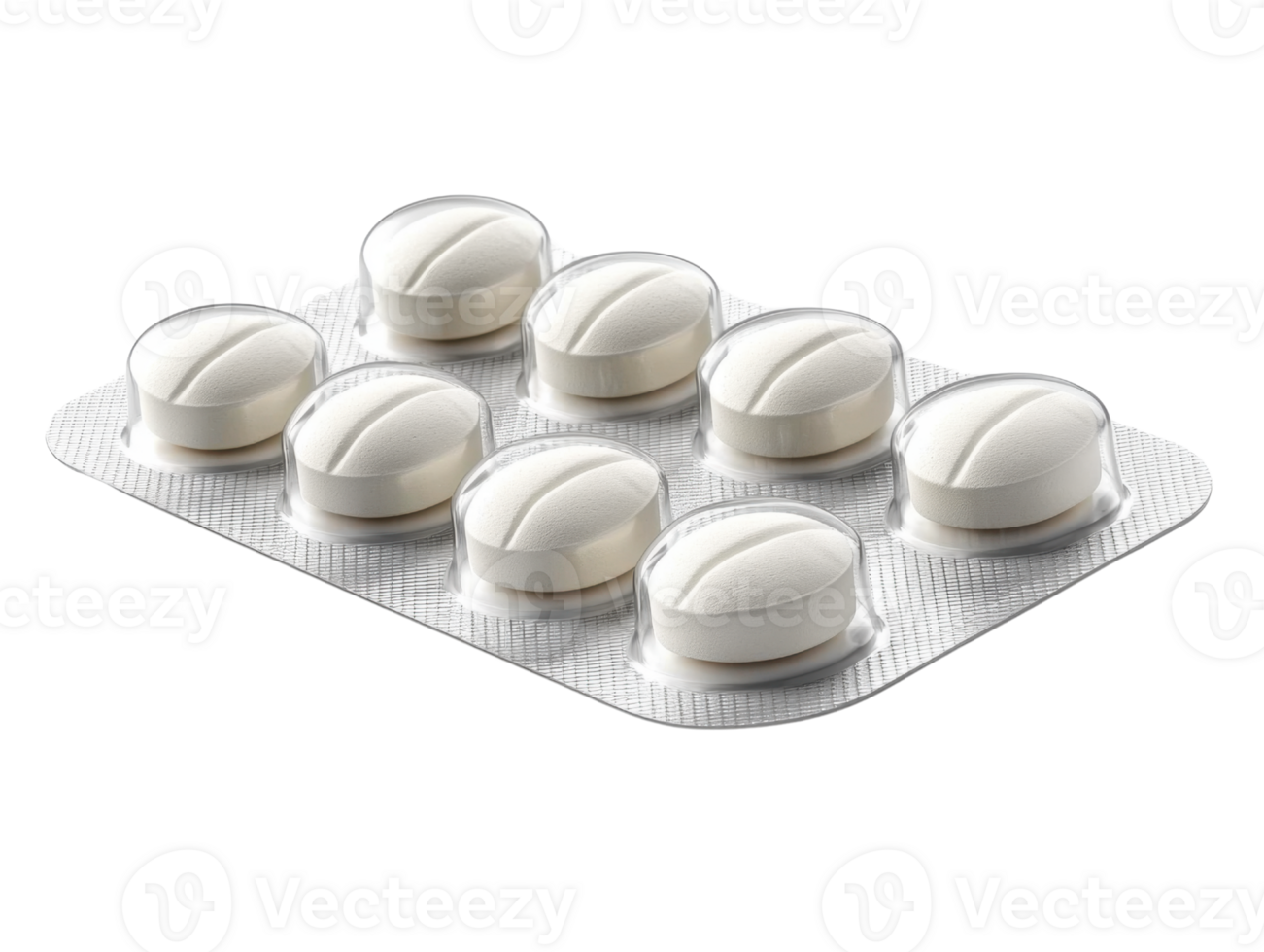 Medical tablets in blister pack, showcasing clean and organized layout png