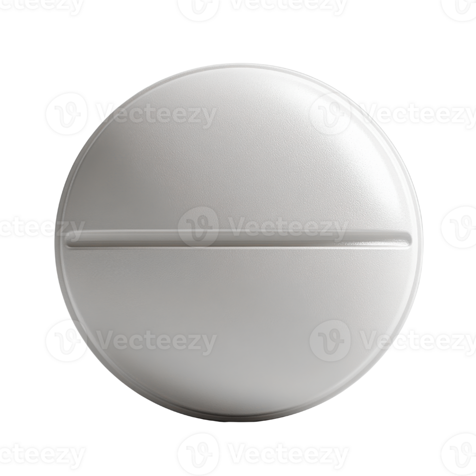 round, white tablet with scored line for easy splitting, symbolizing health and wellness png