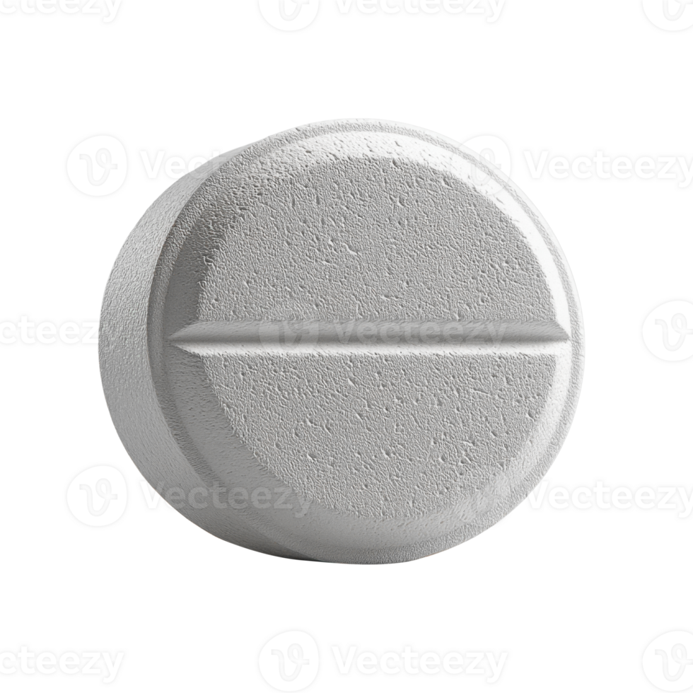round, white tablet with scored line on one side, ideal for medical or pharmaceutical themes png
