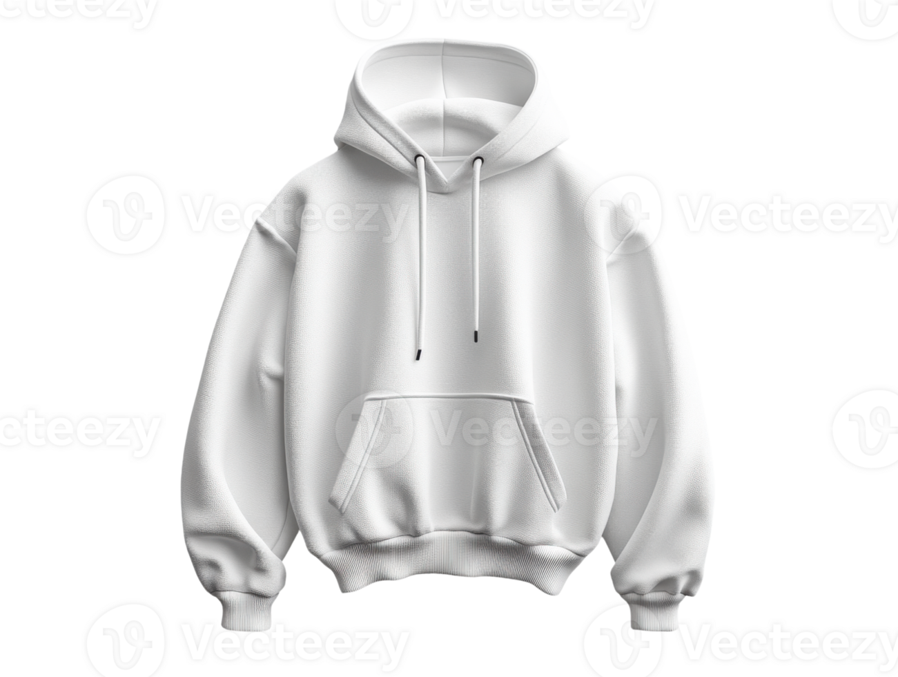 plain white hoodie with front pocket and drawstring hood, perfect for casual wear and layering png