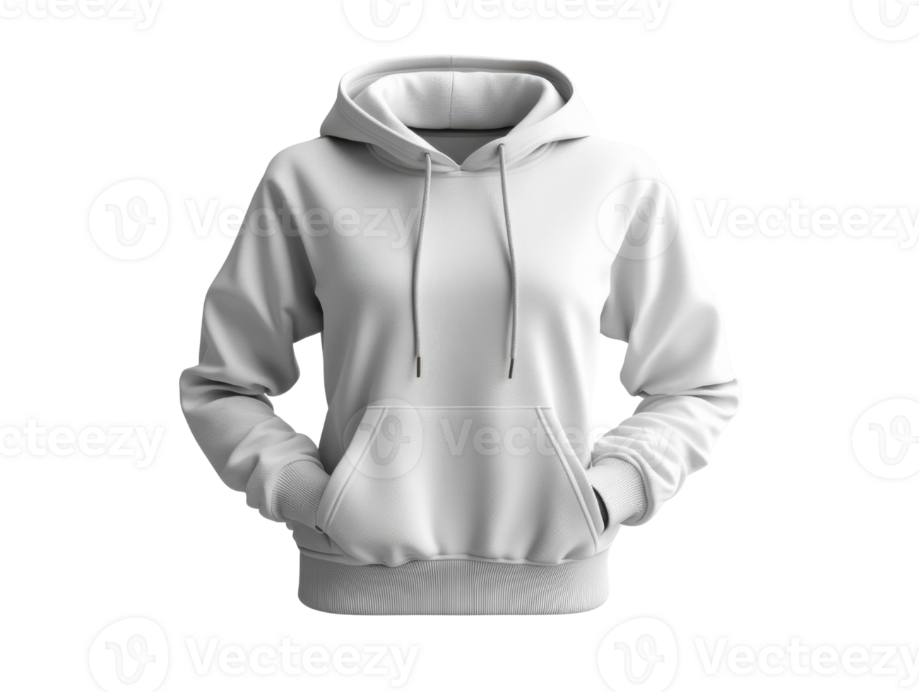 White hoodie with front pocket and drawstring, perfect for casual wear png