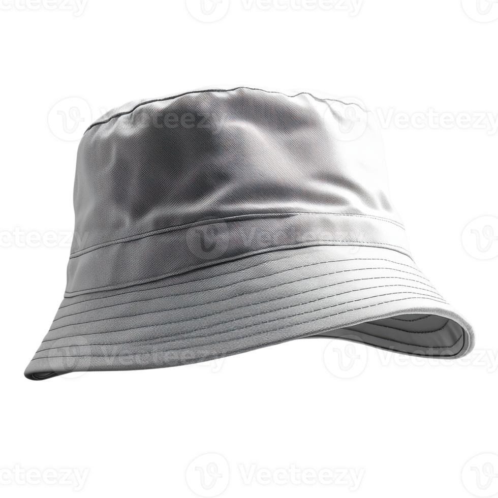 stylish silver bucket hat made of smooth fabric, perfect for outdoor activities png