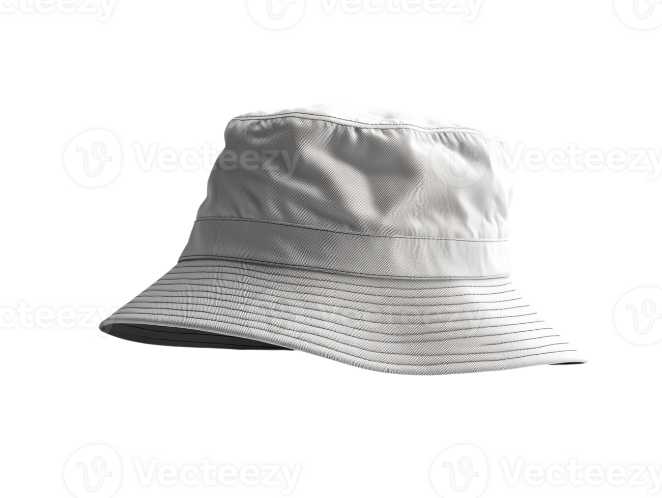 stylish white bucket hat with wide brim and subtle striped detailing, perfect for sunny days png