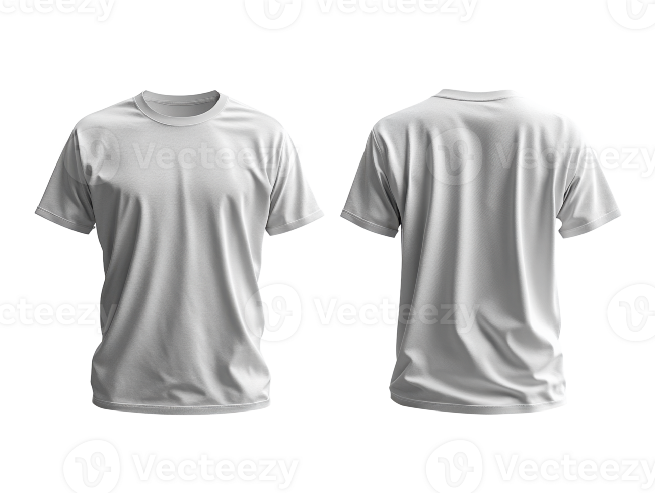 Plain white t shirt mockup, front and back view, casual wear png