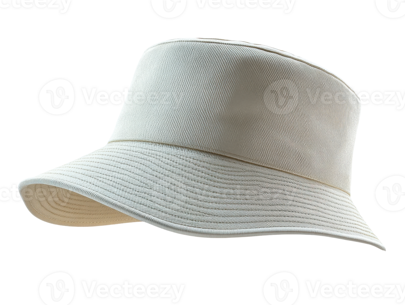 Stylish white bucket hat with wide brim, perfect for sunny days png