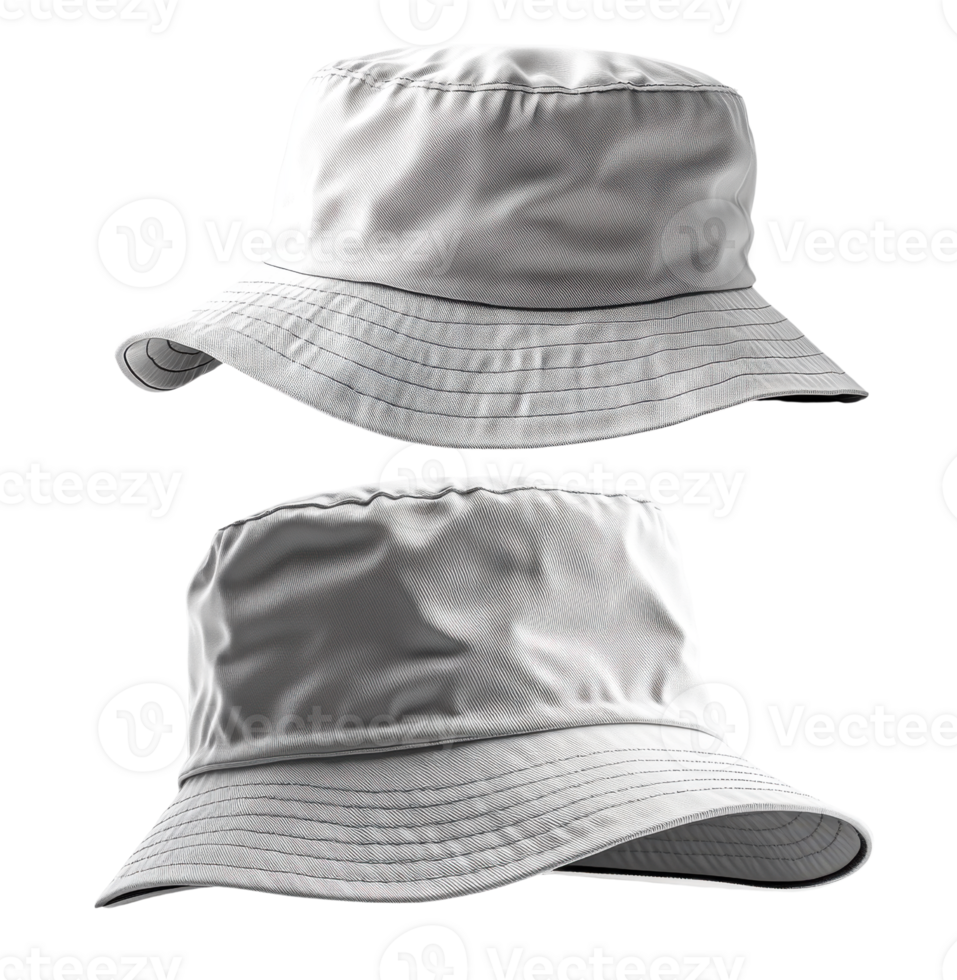 Light gray bucket hat with wide brim, ideal for outdoor activities and sun protection png