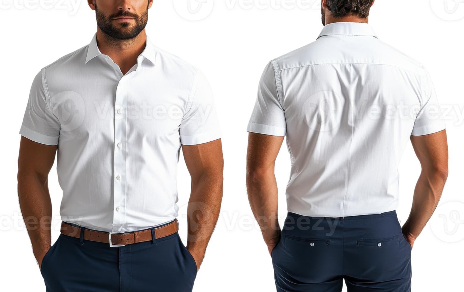 White short sleeve shirt for men, perfect for casual or formal occasions png