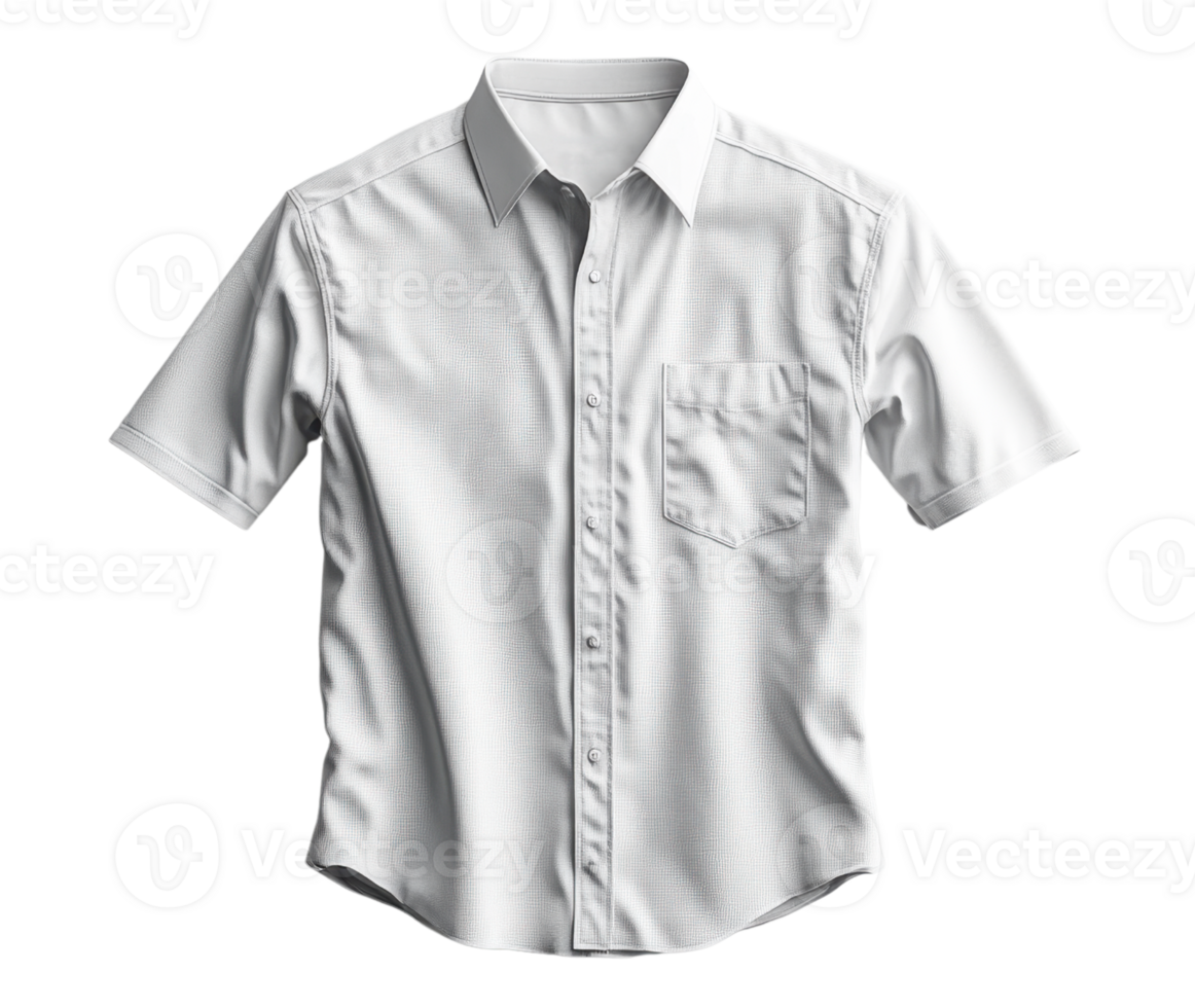 White short sleeve shirt with pocket, suitable for casual or formal wear png