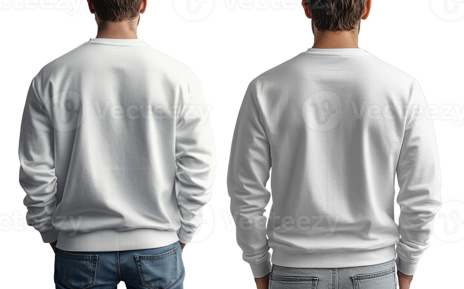White sweatshirt, casual wear, back view, unisex, plain design, comfortable fit, versatile style png