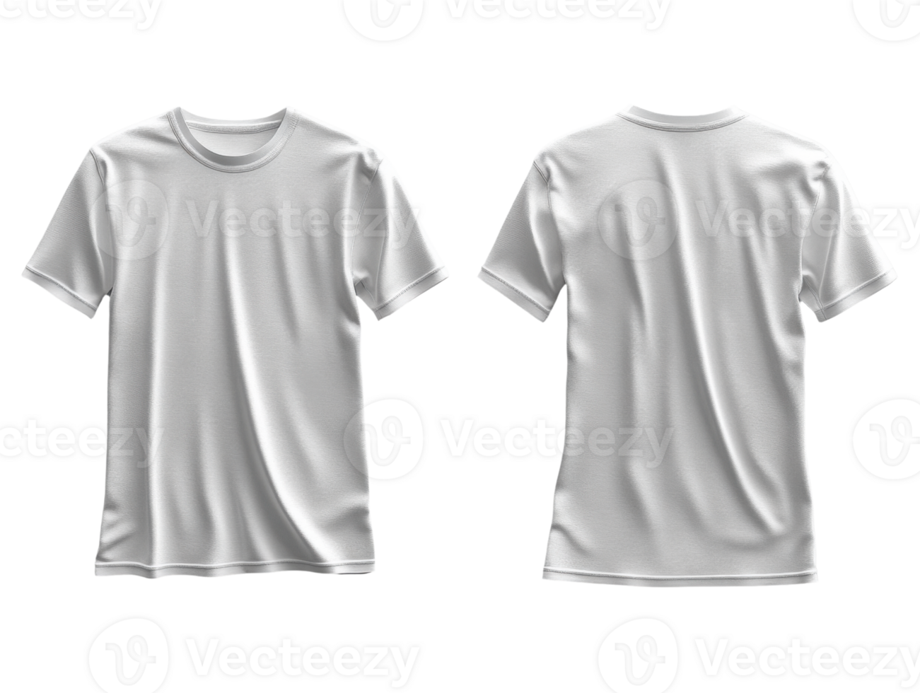 Plain white t shirt mockup, front and back view, suitable for design png