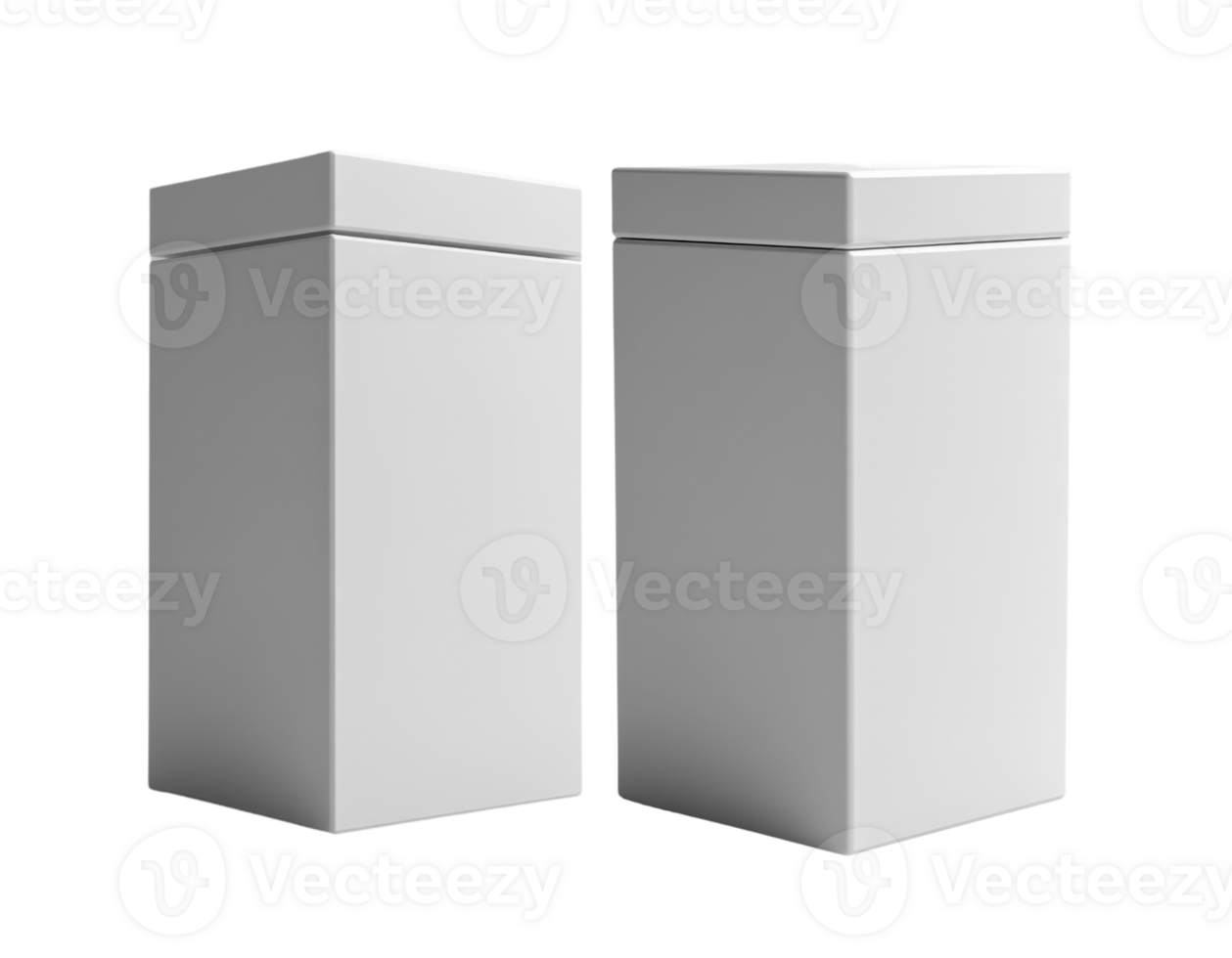 Minimalist white packaging boxes, perfect for product display and branding png