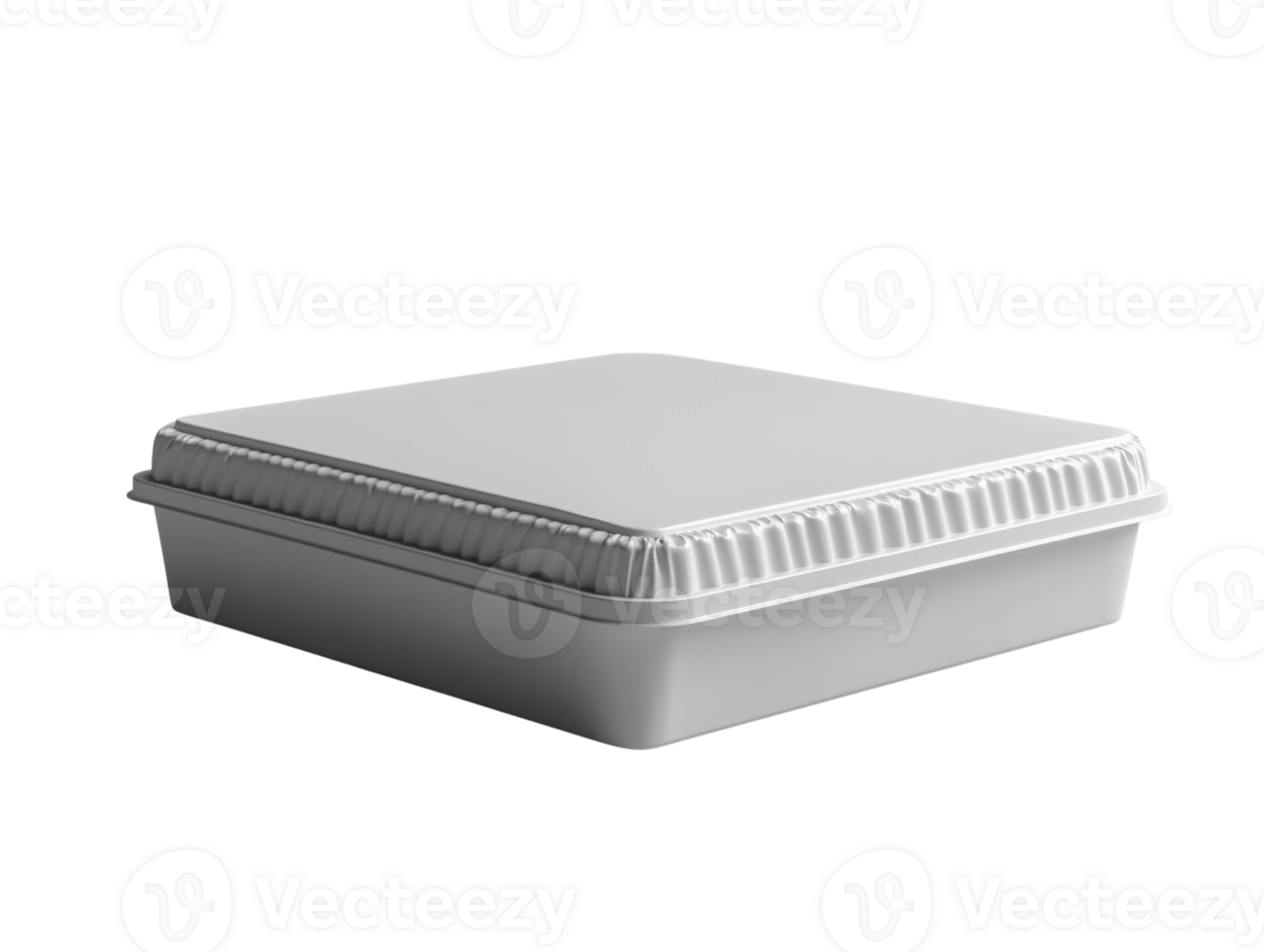 Disposable food container with lid, square shape, white color png