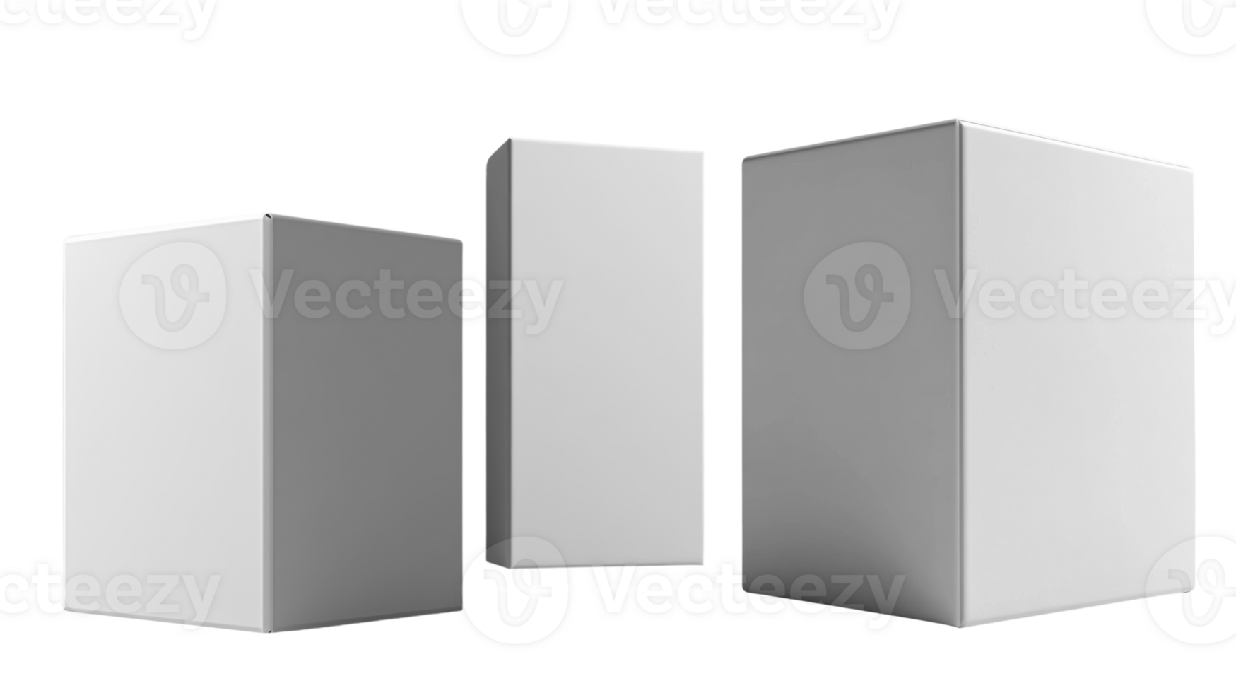 White boxes in various sizes, perfect for packaging or display png