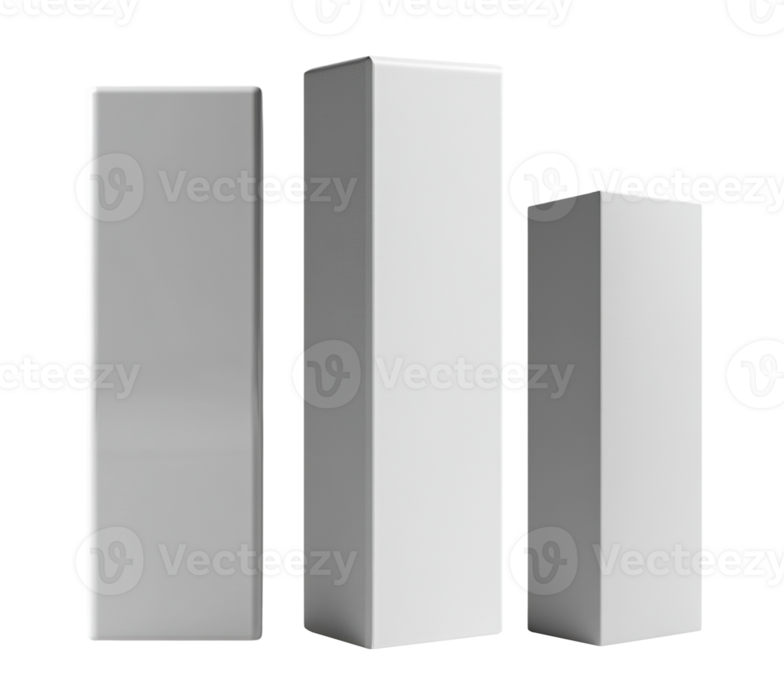 Minimalist white rectangular blocks in varying heights, ideal for modern design png