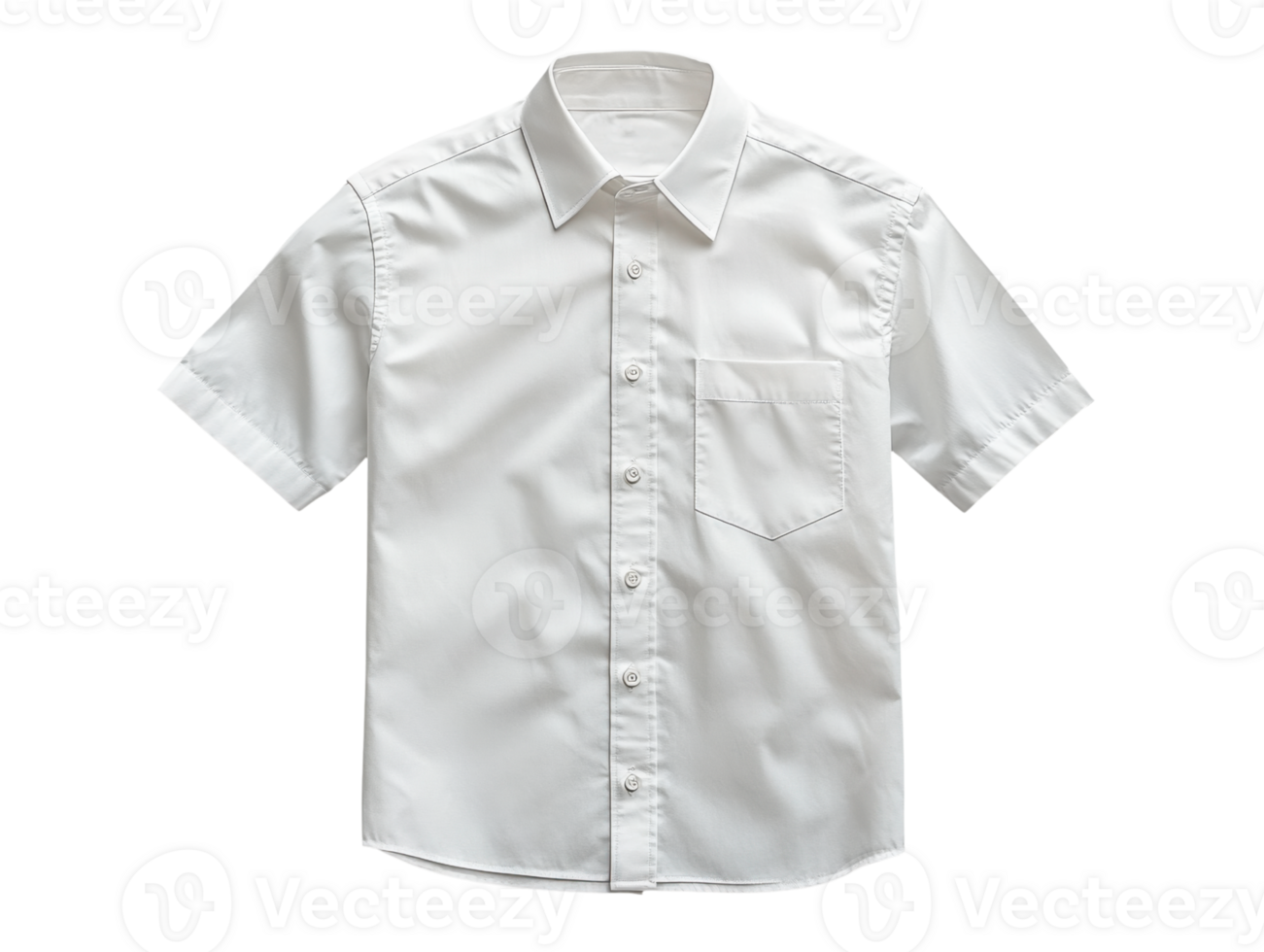 classic short sleeve white shirt with button down collar and pocket. Perfect for casual or formal occasions png