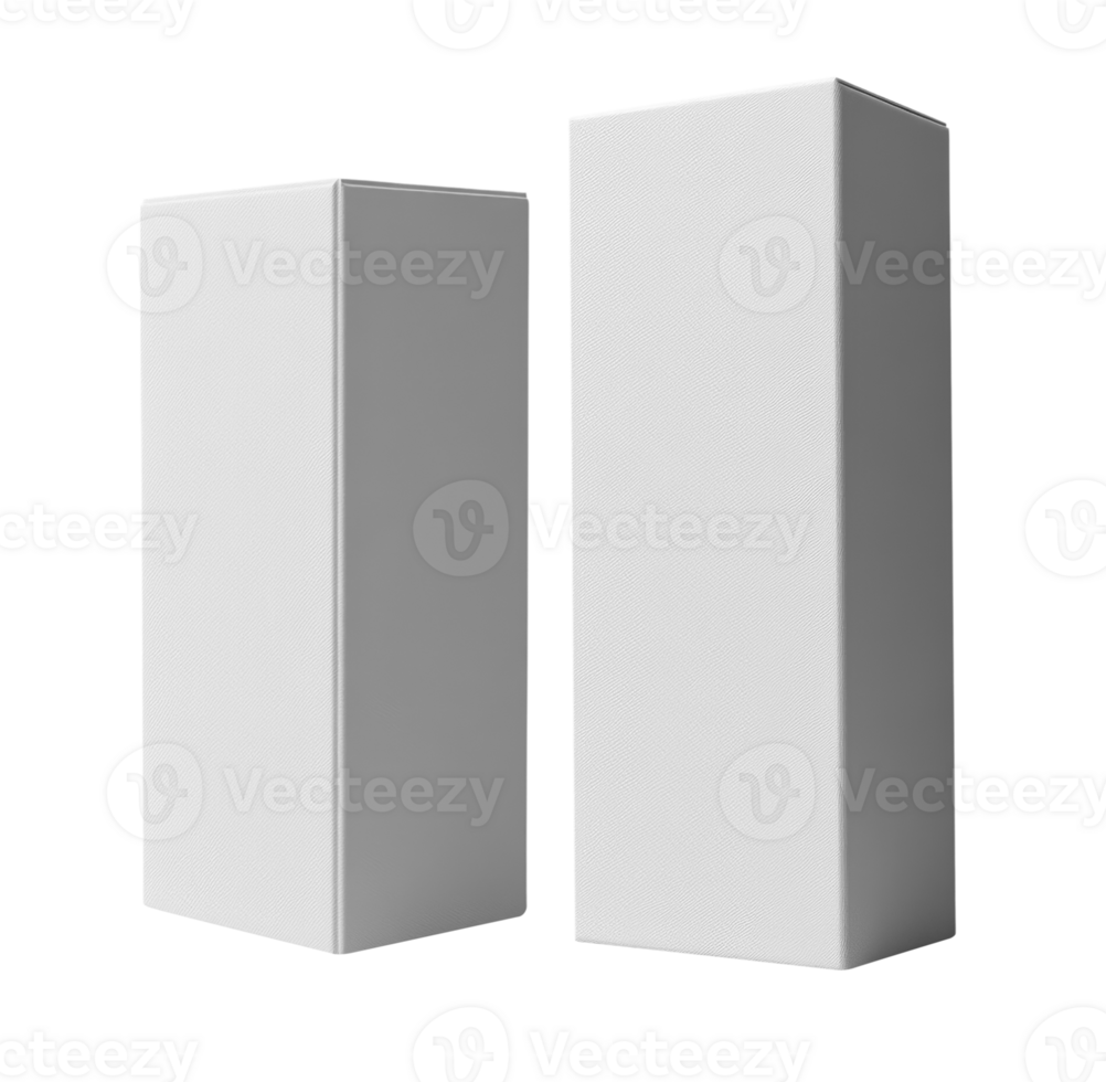 Minimalist white boxes for packaging or display purposes. Ideal for branding and product presentation png