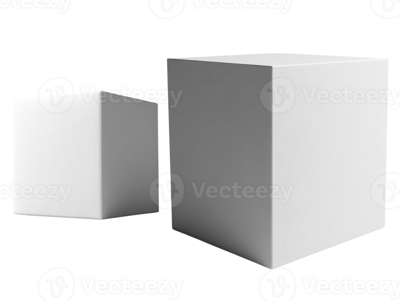 Minimalist white cubes in various sizes, perfect for display or design png