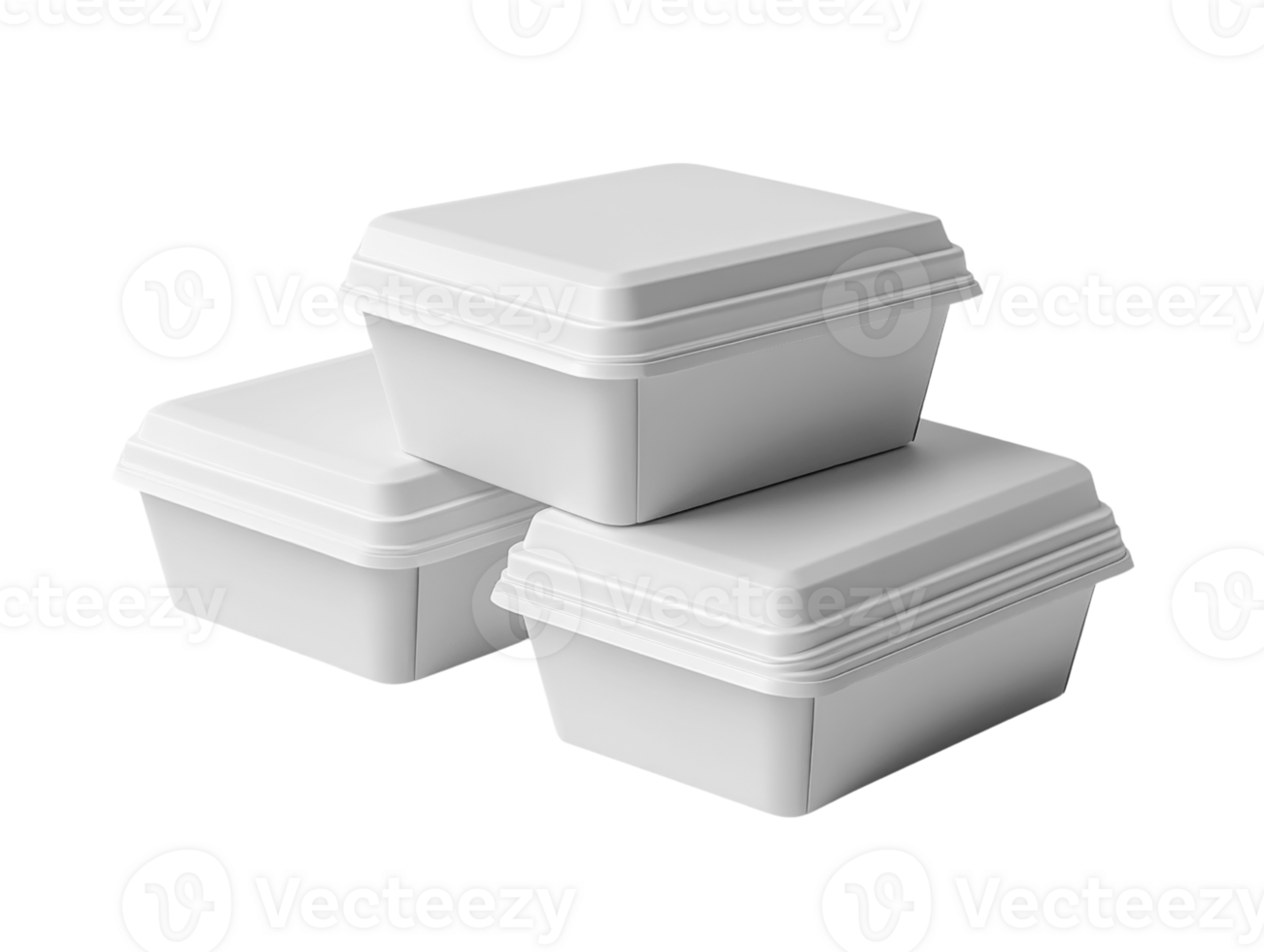 Minimalist white food containers stacked together, perfect for takeout or storage png