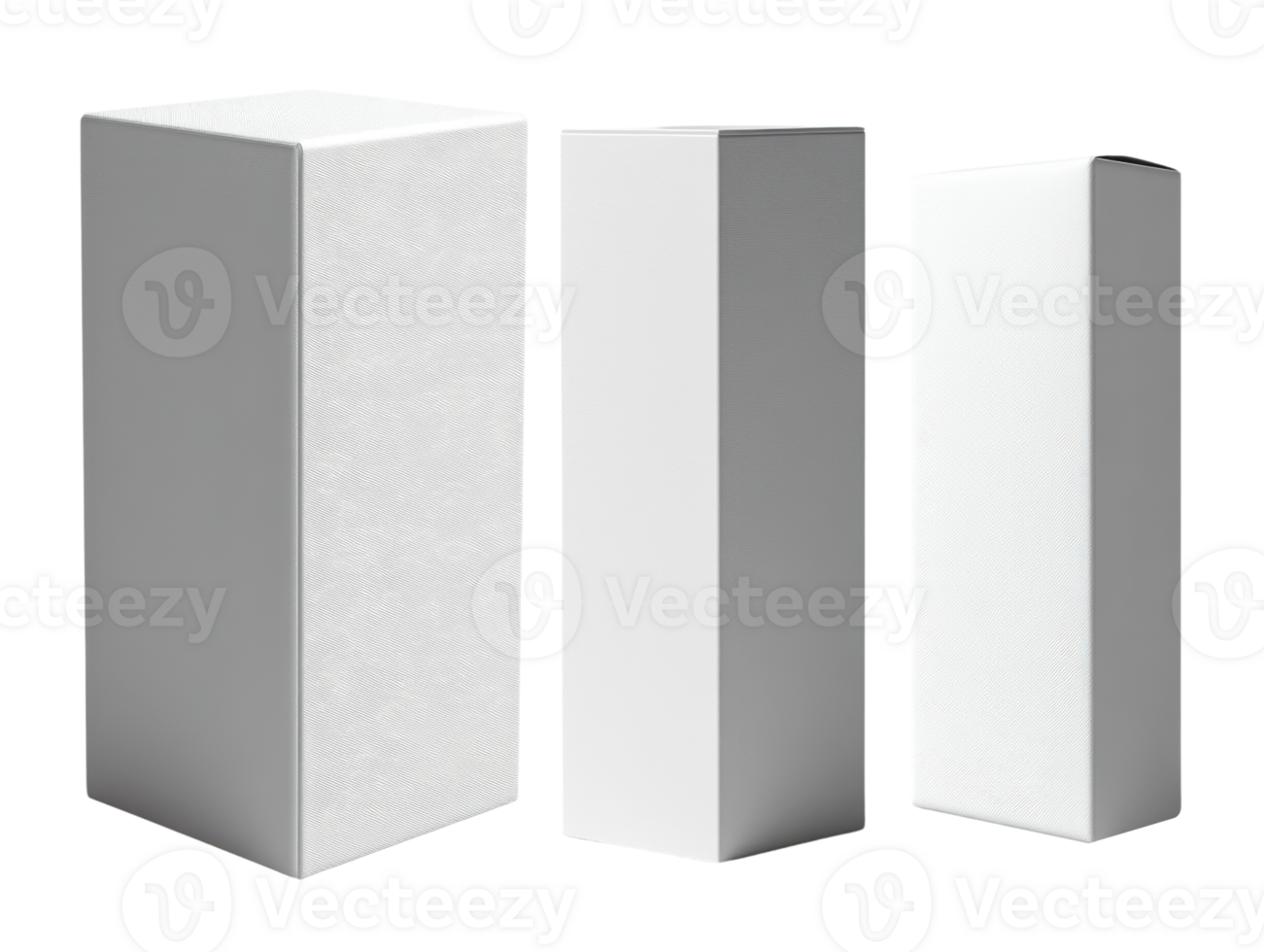 Minimalist white boxes in various sizes, perfect for packaging or display png