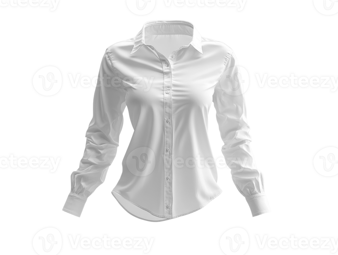 Blank white long sleeve shirt with classic collar and button down front, perfect for formal or casual wear png
