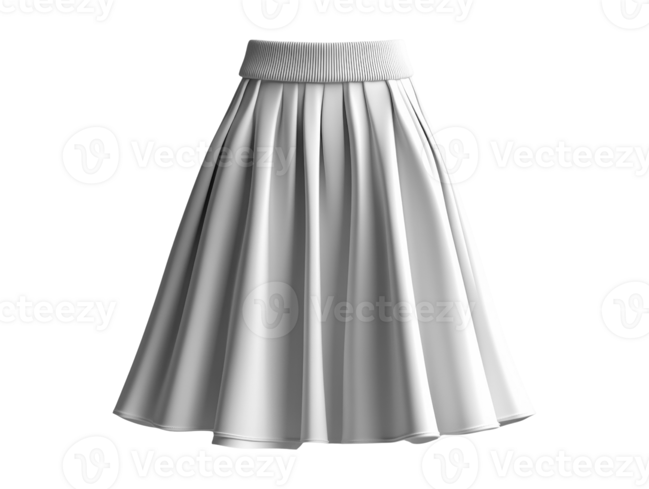 Blank white pleated skirt with comfortable waistband, perfect for various occasions png