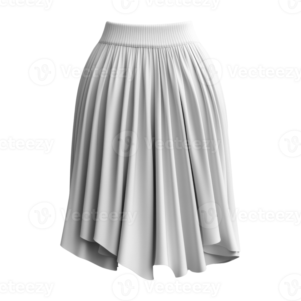 Elegant white skirt with pleats and flowing design, perfect for various occasions png