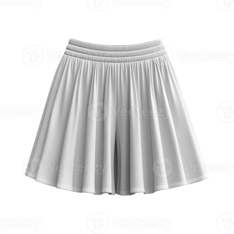 White flared shorts with elastic waistband, perfect for casual wear png