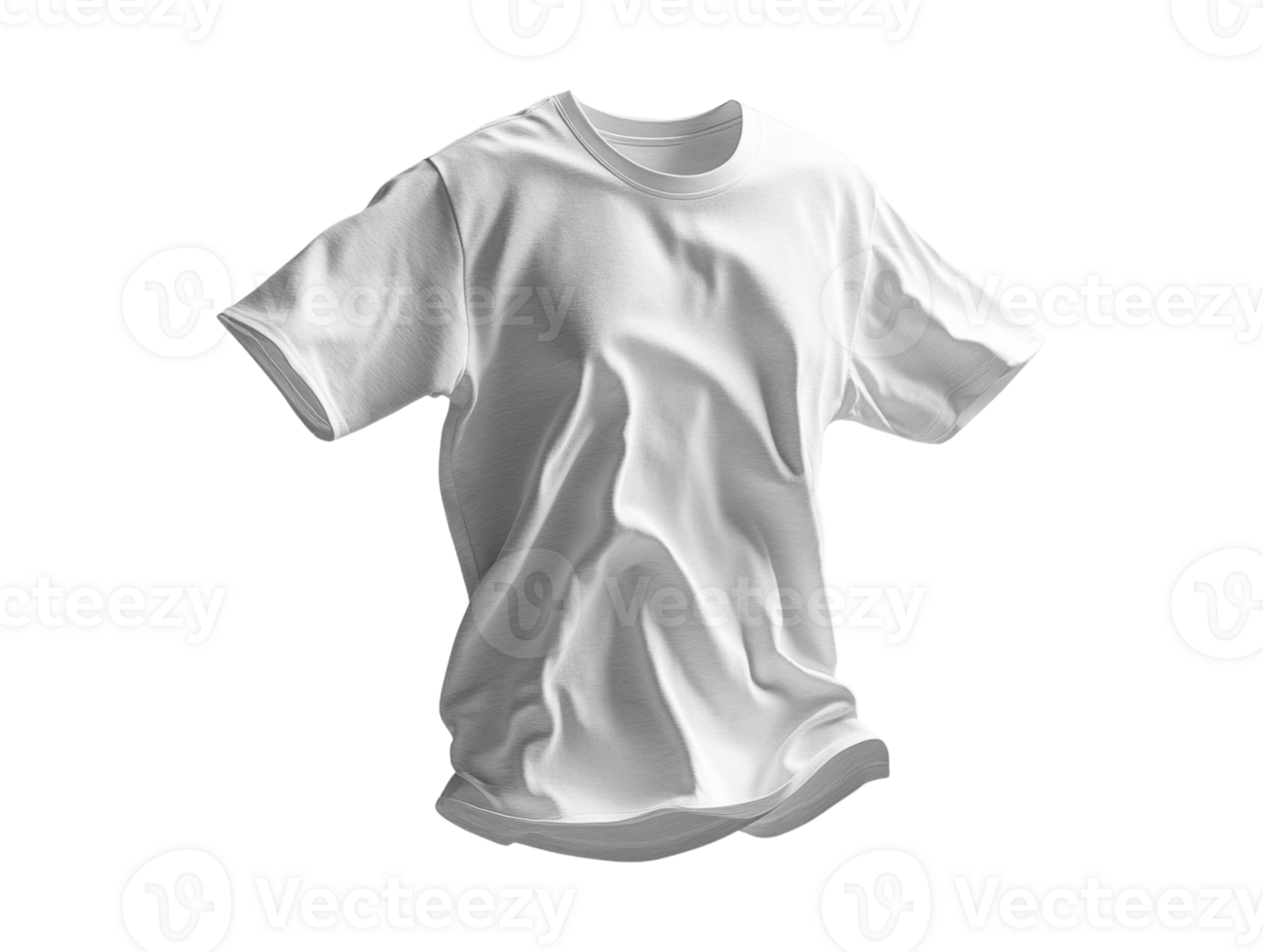 plain white t shirt with wrinkled texture, ideal for casual wear and design mockups png