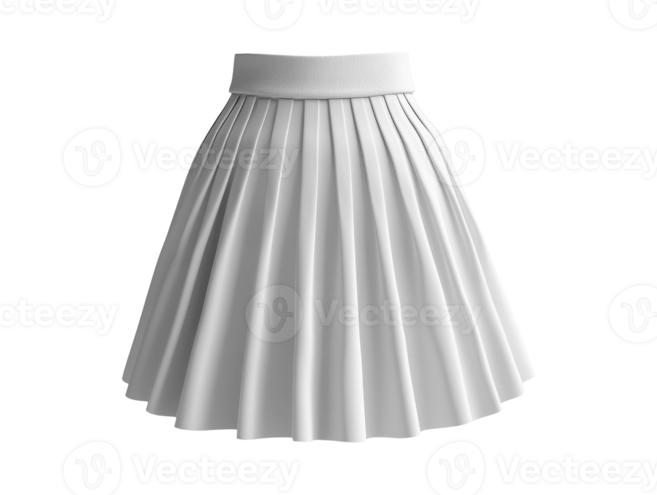 Blank stylish white pleated skirt with comfortable waistband, perfect for various occasions png