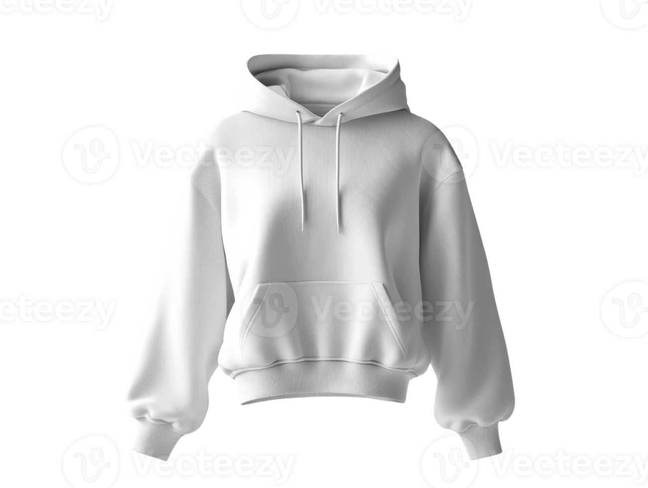 plain blank white hoodie with front pocket and drawstring hood, perfect for casual wear png