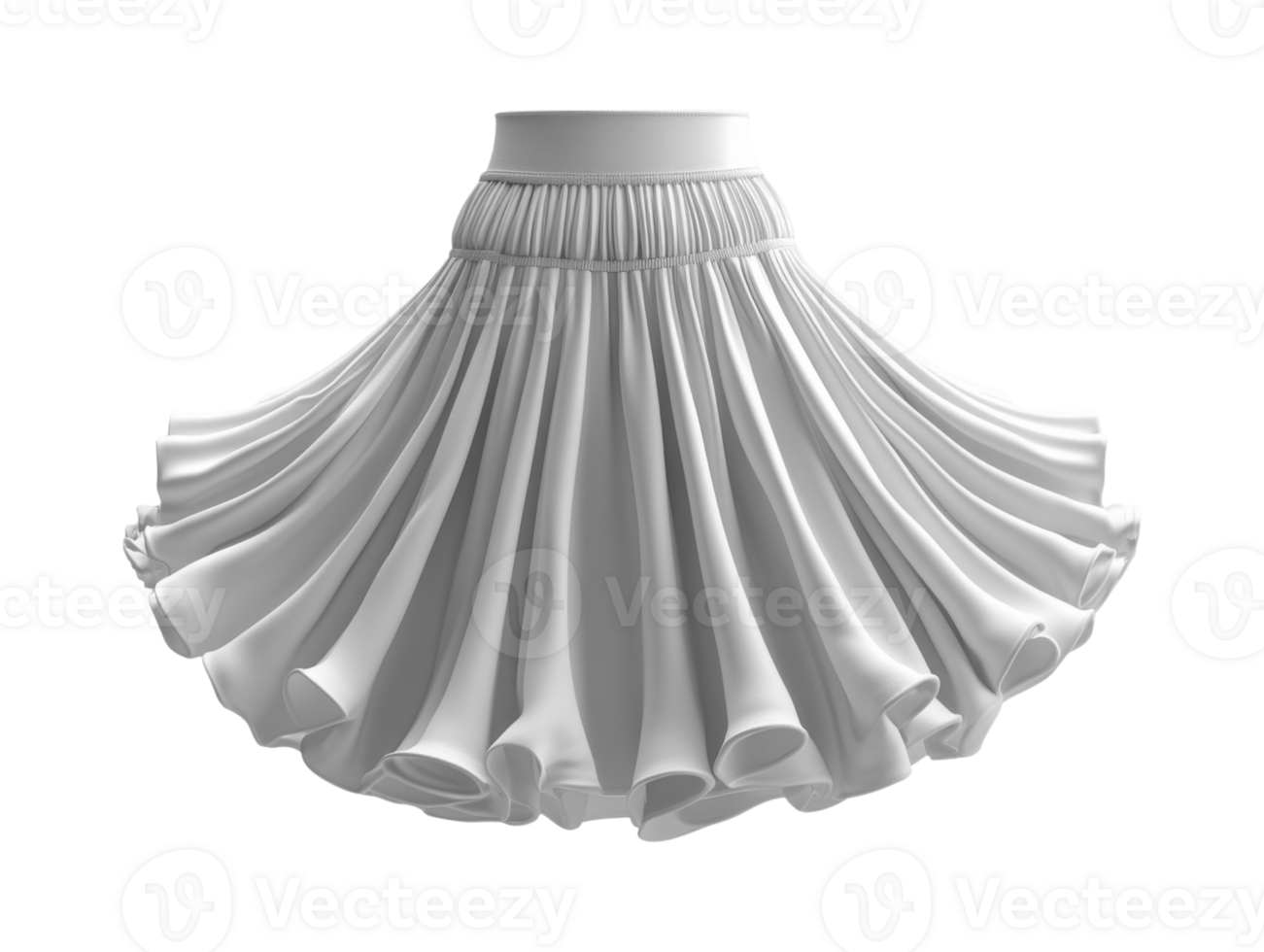 flowing white skirt with flared design and ruffled hem, perfect for elegant occasions png