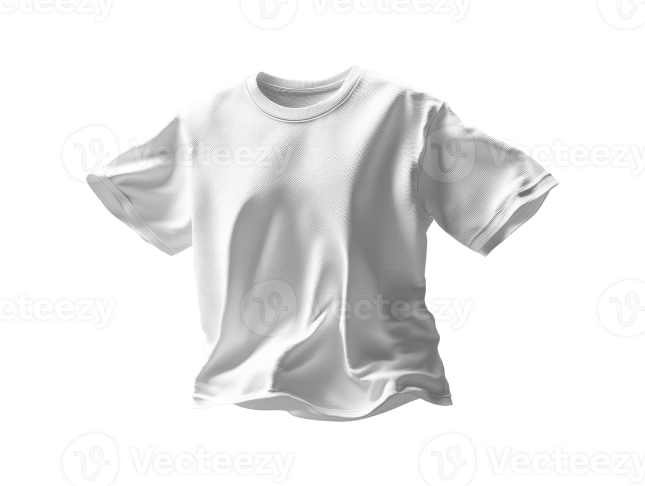 plain white t shirt displayed on transparent background, ideal for mockups and designs png
