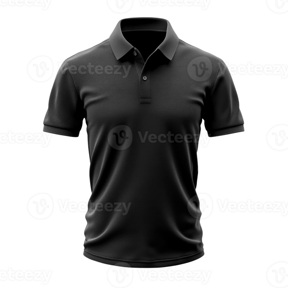 Blank Black polo shirt with short sleeves and classic collar, ideal for casual wear png