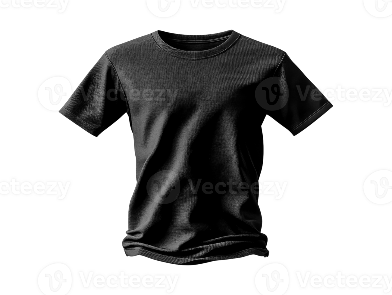 Black t shirt design with realistic texture and drape png