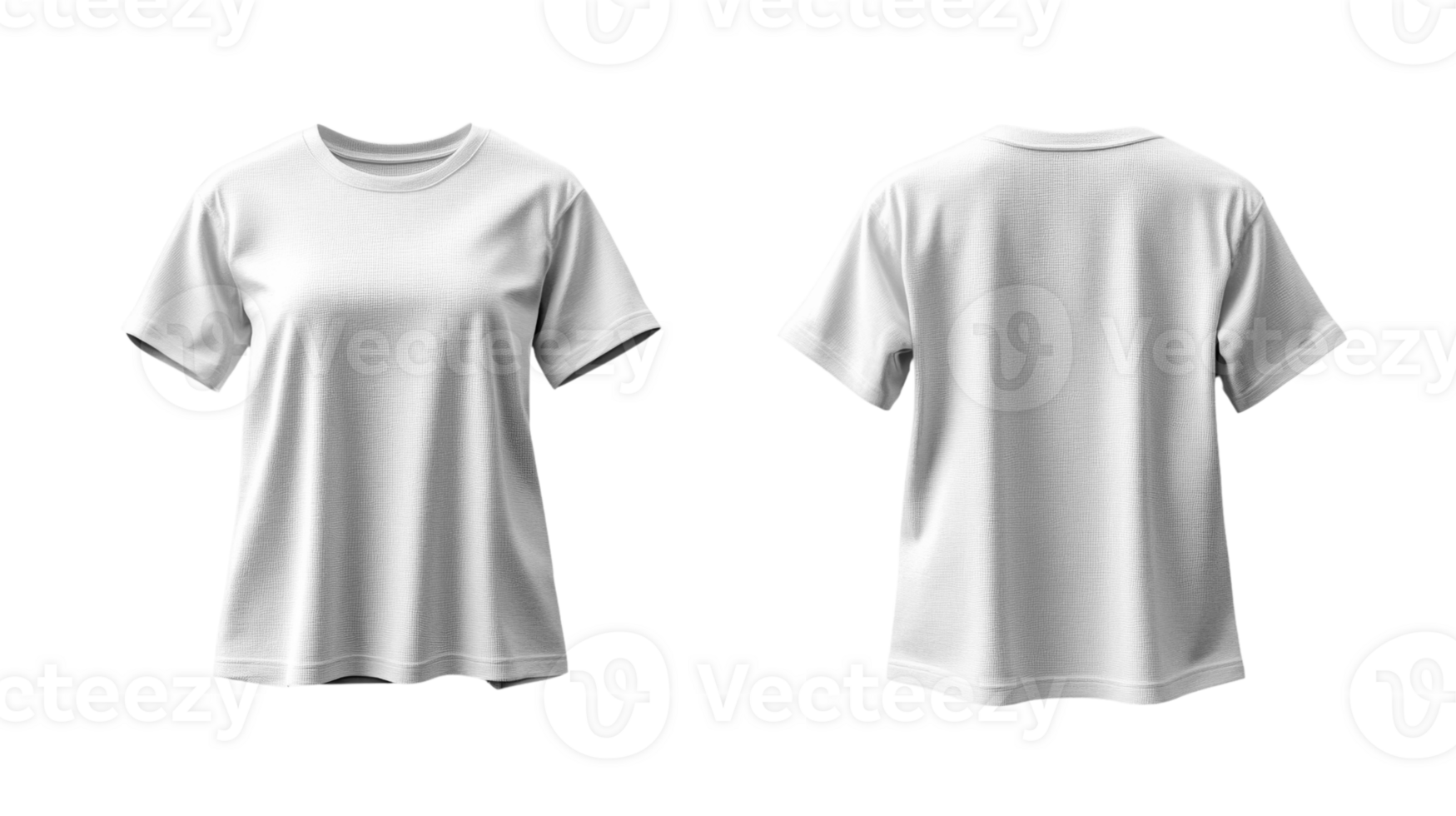 plain white t shirt displayed from front and back, showcasing its simple design and versatility png